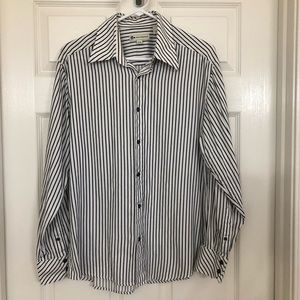 Wilke Rodriguez White with Black Stripe Button Down Shirt